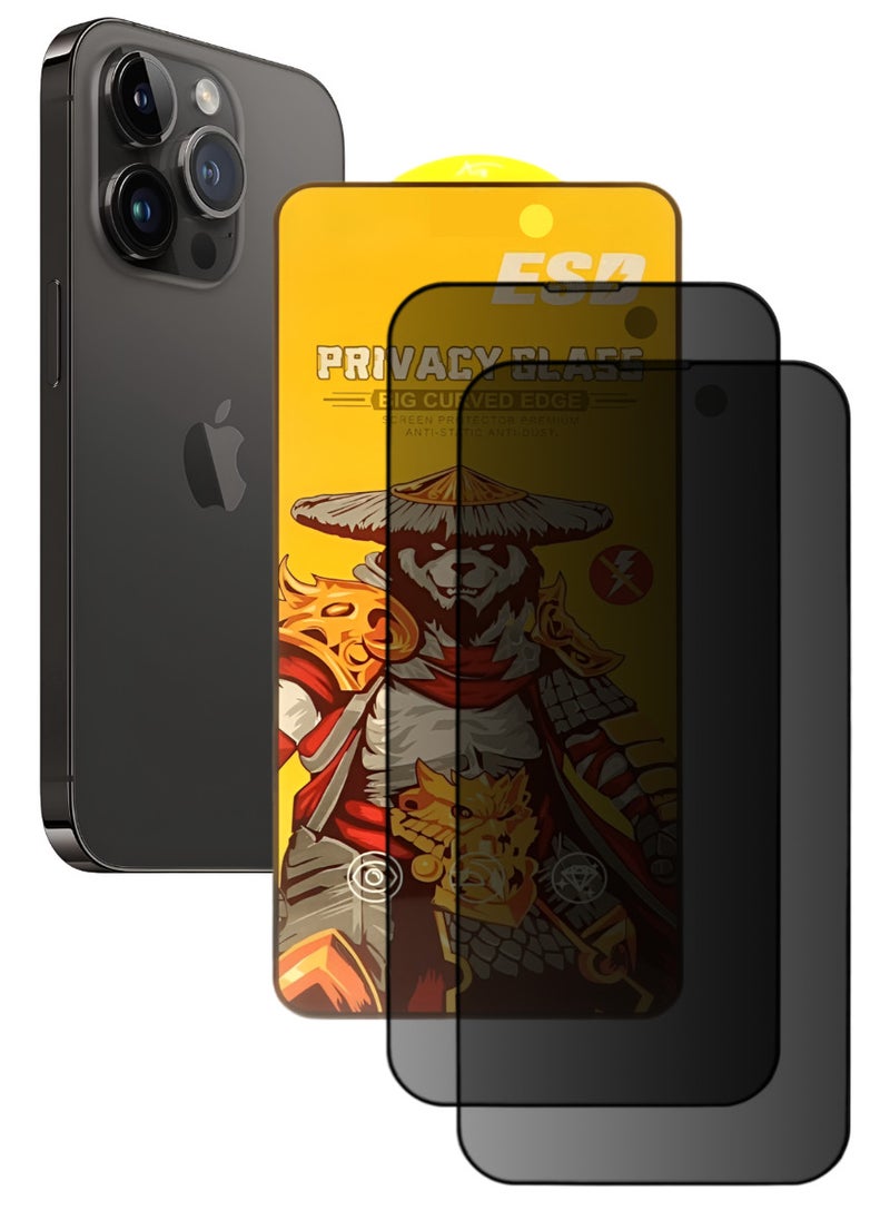 ESD 2 Pieces Tempered Dustproof Privacy Glass Screen Protector Compatible For iPhone 14 Pro Max - Image 1