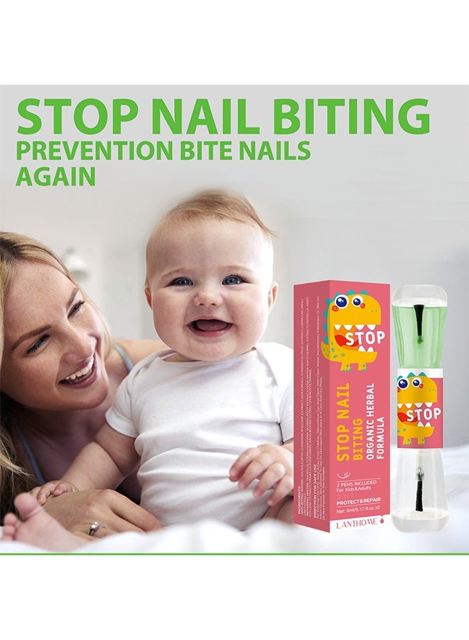 Lanthome Stop Nail Biting, Nail Biting Prevention for Adults, 2-in-1 Stop Biting Nails, Clear Nail Varnish, Stop and Grow Nail Biting, Thumb Sucking Prevention 5ml*2 - Image 4