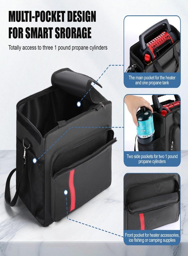 Dreyoo حقيبة حمل سخان محمول من دريو، متوافقة مع جهاز Mr. Heater MH9BX، حقيبة حمل سخانات البروبان المقاومة للماء مع جيوب متعددة، بطانة داخلية كاملة، مقبض وحزام كتف، لون أسود، حقيبة فقط - Image 3