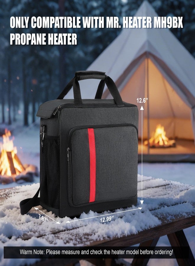 Dreyoo حقيبة حمل سخان محمول من دريو، متوافقة مع جهاز Mr. Heater MH9BX، حقيبة حمل سخانات البروبان المقاومة للماء مع جيوب متعددة، بطانة داخلية كاملة، مقبض وحزام كتف، لون أسود، حقيبة فقط - Image 2