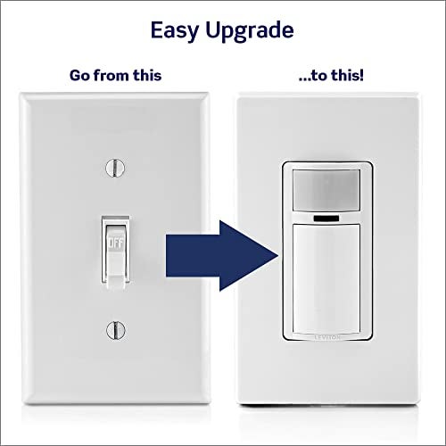 Leviton Motion Sensor Light Switch, Motion Activated, Auto-On/Auto-Off or Manual-On, 5A, No Neutral Wire Required, Single Pole or 3-Way, DOS05-1LZ, White/Ivory/Light Almond - Image 3