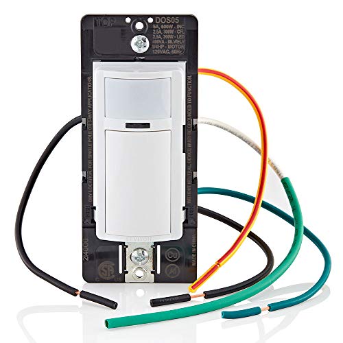 Leviton Motion Sensor Light Switch, Motion Activated, Auto-On/Auto-Off or Manual-On, 5A, No Neutral Wire Required, Single Pole or 3-Way, DOS05-1LZ, White/Ivory/Light Almond - Image 1