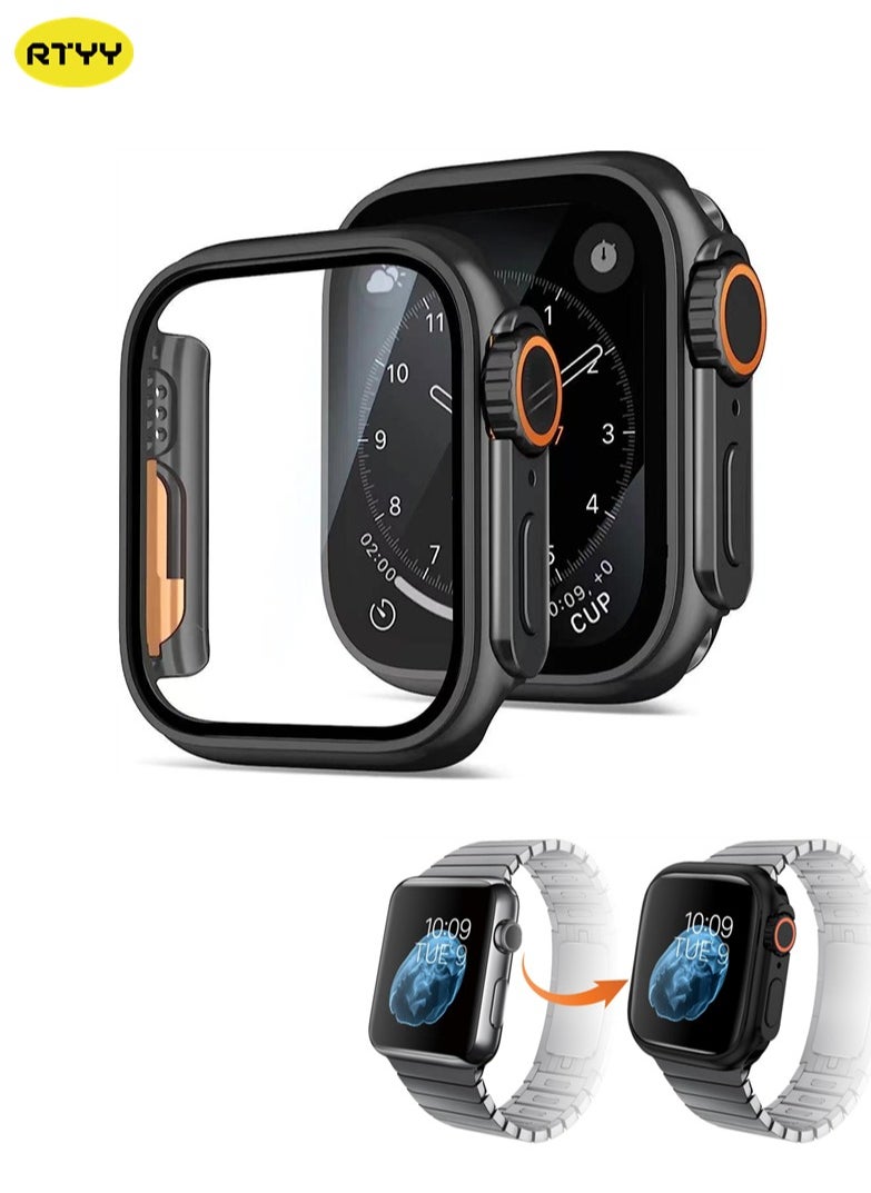 RTYY - Compatible for Apple Watch Series 7/8/9 45mm Hard Case with Tempered Glass Screen Protector, Unique Design Hard PC Waterproof Case Cover,  Looks Like The Apple Watch Ultra Case Bumper Full Coverage Accessories for iWatch 7/8/9 45mm - Image 1