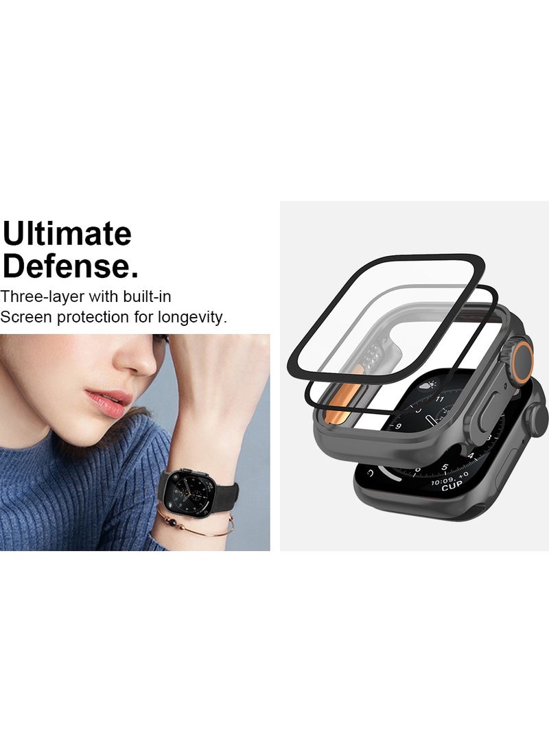 RTYY - Compatible for Apple Watch Series 7/8/9 45mm Hard Case with Tempered Glass Screen Protector, Unique Design Hard PC Waterproof Case Cover,  Looks Like The Apple Watch Ultra Case Bumper Full Coverage Accessories for iWatch 7/8/9 45mm - Image 1
