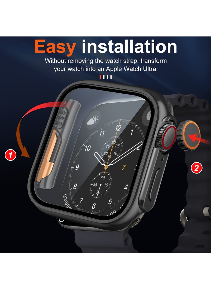 RTYY - Compatible for Apple Watch Series 7/8/9 45mm Hard Case with Tempered Glass Screen Protector, Unique Design Hard PC Waterproof Case Cover,  Looks Like The Apple Watch Ultra Case Bumper Full Coverage Accessories for iWatch 7/8/9 45mm - Image 1
