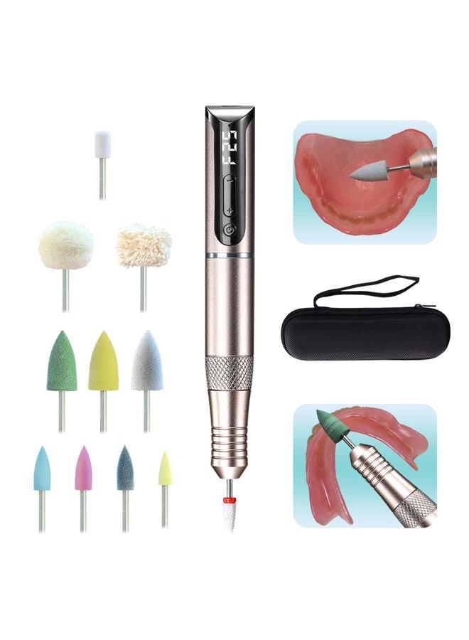 JOIRACK Cordless USB Mini Polisher, Polishing Kit for Resin Soft Liner and Acrylic Resin Base, 11 Grinding Heads and Travel Case Included - Image 1