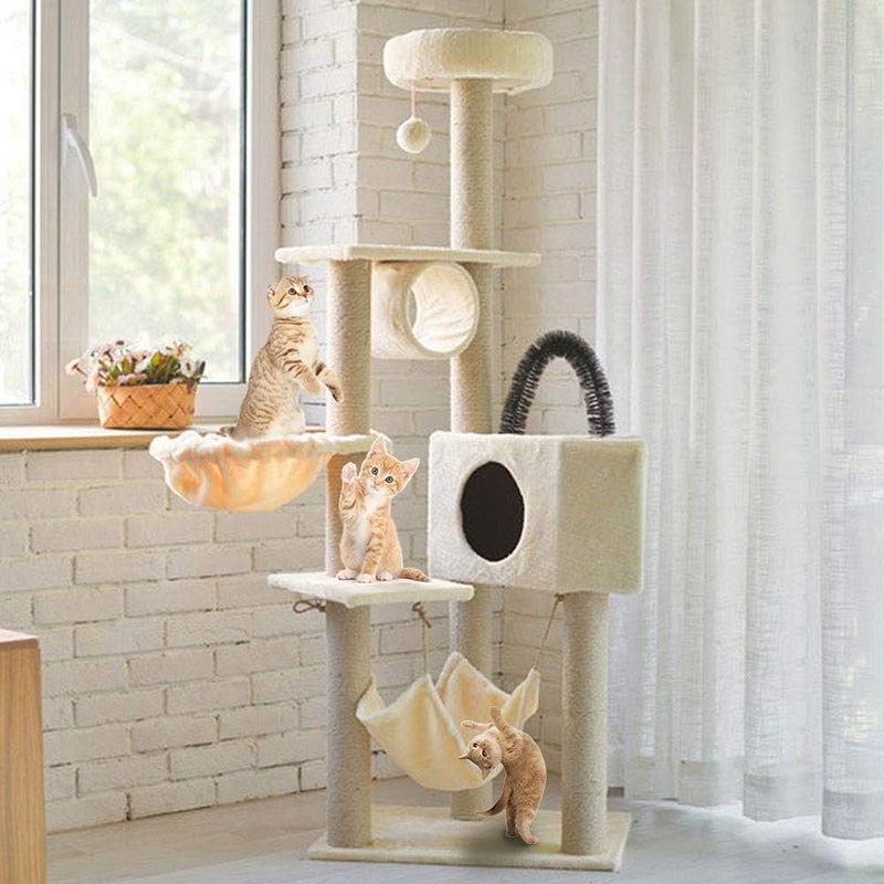 Allmart Multi-Level Cat Trees with Sisal-Covered Scratching Posts, Plush Perches and Condo for Kittens, Cats and Pets - Image 1