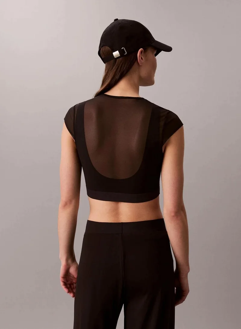 Calvin Klein  Cropped Performance Mesh Sports Bra Top for Women | Best Price UAE