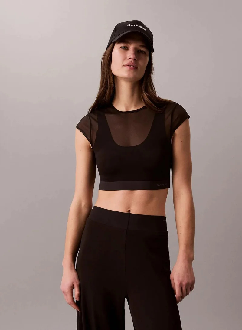 Cropped Performance Mesh Sports Bra Top