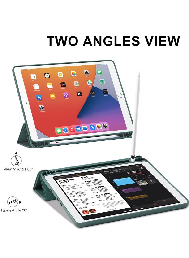 ELTRAZONE iPad 9th/8th/7th Generation Case (2021/2020/2019) - iPad 10.2-Inch Case with Pencil Holder, Slim Soft TPU Back Smart Magnetic Stand (Dark Green) - Image 5
