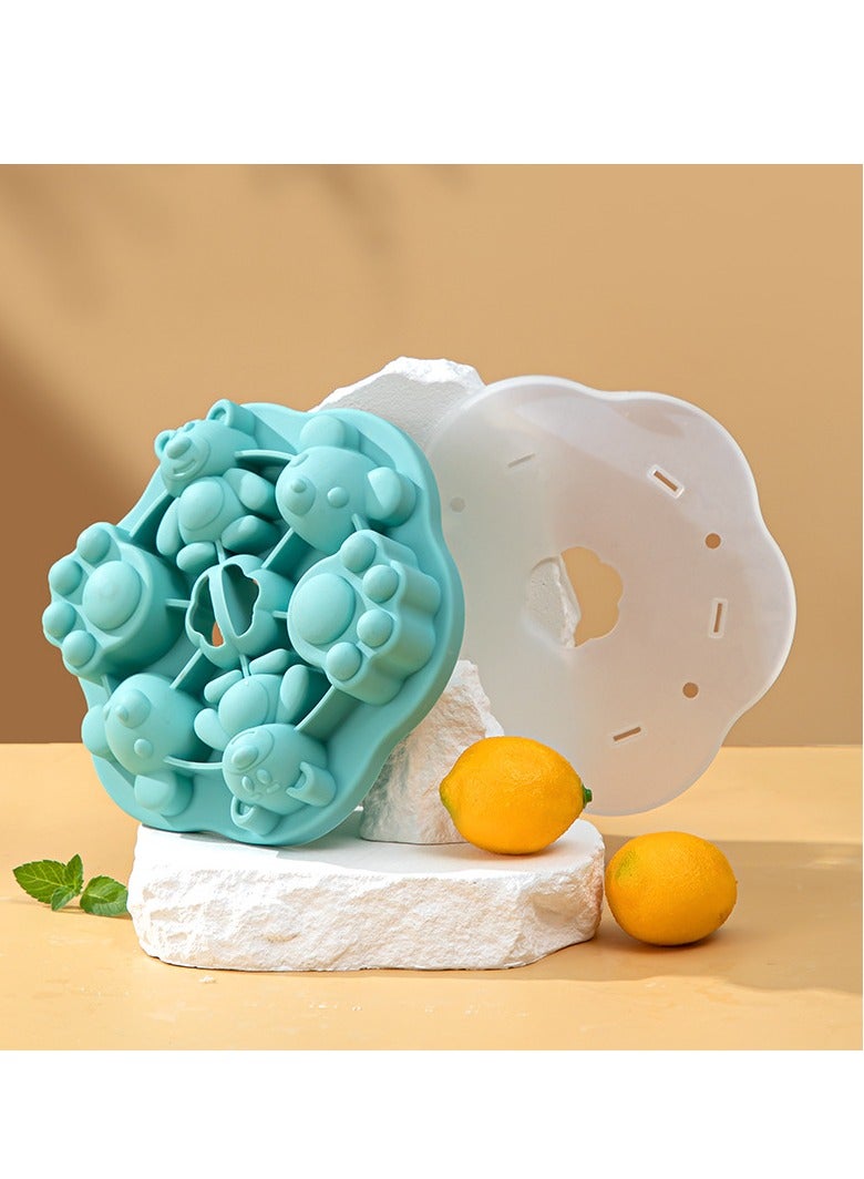 Cat's paw silicone steamed pastry heart mold baby food baby baking tools household can be steamed silicone mold blue