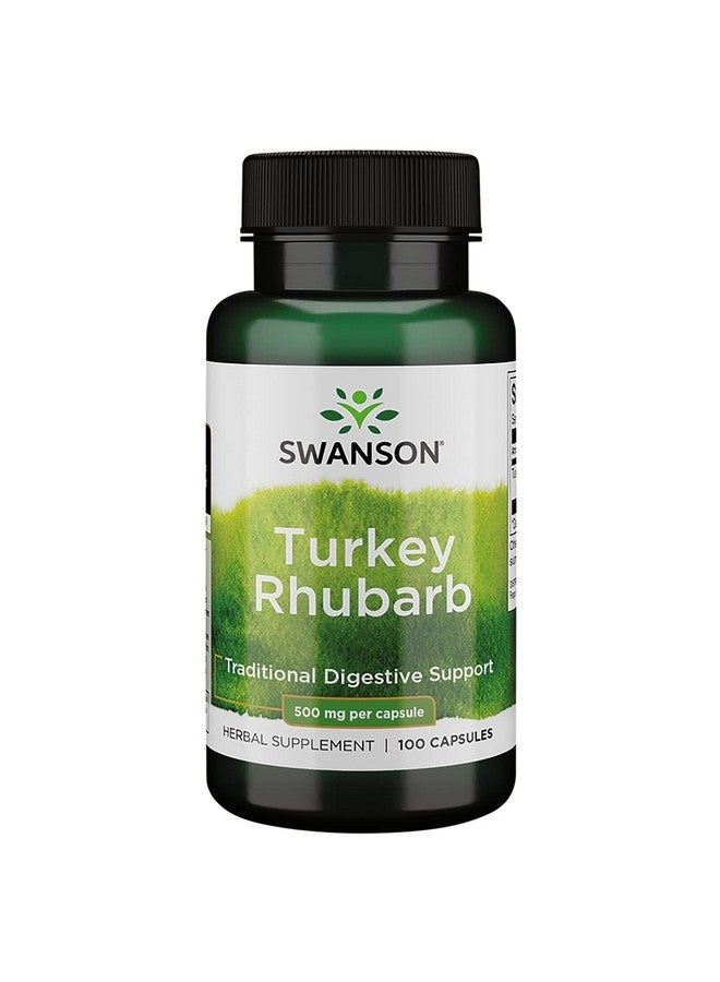 SWANSON Turkey Rhubarb Herbal Supplement For Digestive Health (100 Capsules 500Mg Each) - Image 1