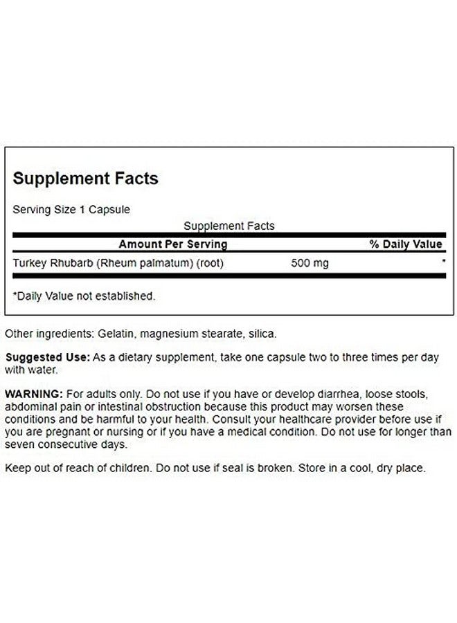 SWANSON Turkey Rhubarb Herbal Supplement For Digestive Health (100 Capsules 500Mg Each) - Image 3