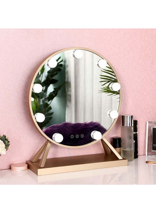 Maston LED Light Round Shaped Vanity Smart Touch Mirror with 9 Bulbs Gold 40 x 47cm - Image 1