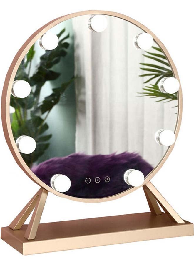 Maston LED Light Round Shaped Vanity Smart Touch Mirror with 9 Bulbs Gold 40 x 47cm - Image 2