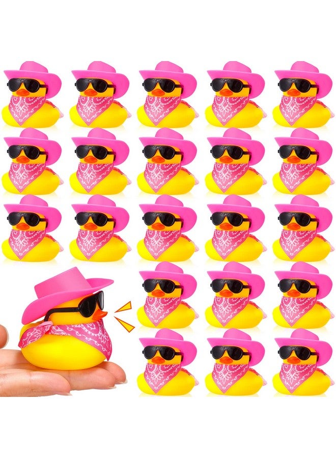 Sosation 24 Set Cowboy Rubber Duck Bulk Mini Yellow Duckies Bath Party Tiny Ducks Bathtub Toy with Cowboy Hat Paisley Bandanas Sunglasses for Summer Baby Shower Birthday Swimming Party Favor - Image 1