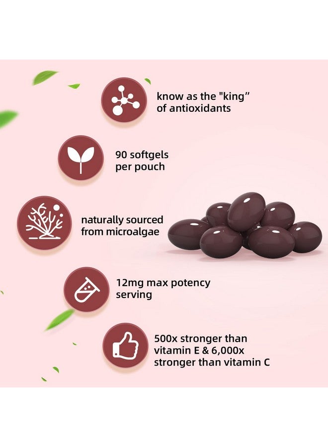 BIYODE مكملات أستازانتين BIYODE مضادات الأكسدة جيلاتين طري: أستازانتين 12 ملغ قوة قصوى من الطحالب الدقيقة EPA-DHA تدعم صحة الجلد وصحة القلب والأوعية الدموية وتحسن الدورة الدموية وصحة المناعة (90 جيلاتين طري) - Image 2