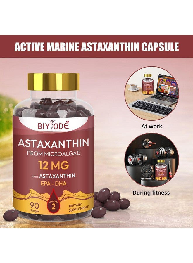 BIYODE مكملات أستازانتين BIYODE مضادات الأكسدة جيلاتين طري: أستازانتين 12 ملغ قوة قصوى من الطحالب الدقيقة EPA-DHA تدعم صحة الجلد وصحة القلب والأوعية الدموية وتحسن الدورة الدموية وصحة المناعة (90 جيلاتين طري) - Image 5