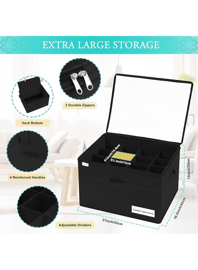 DUNISO Shoe Organizer for Closet, Large Shoe Box Storage Containers with Reinforced Handles, Foldable Shoe Storage Bins with Bottom Support, Space Saving，Dustproof,Durable，Fits up to 16 Pairs, 53*42*33cm，Black - Image 5