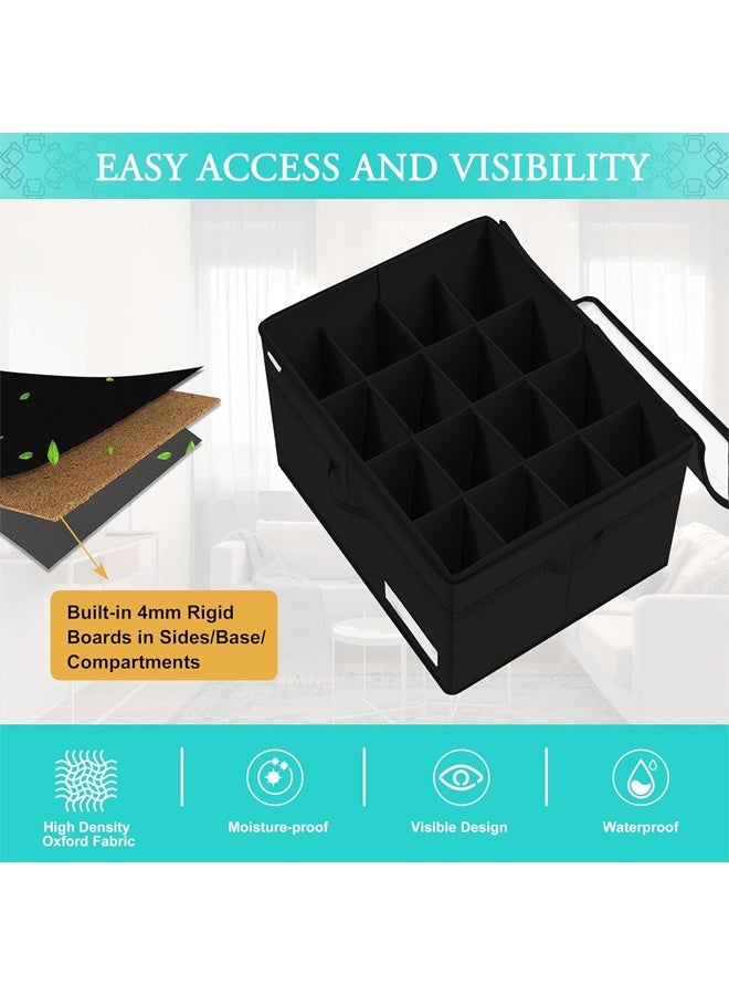 DUNISO Shoe Organizer for Closet, Large Shoe Box Storage Containers with Reinforced Handles, Foldable Shoe Storage Bins with Bottom Support, Space Saving，Dustproof,Durable，Fits up to 16 Pairs, 53*42*33cm，Black - Image 4