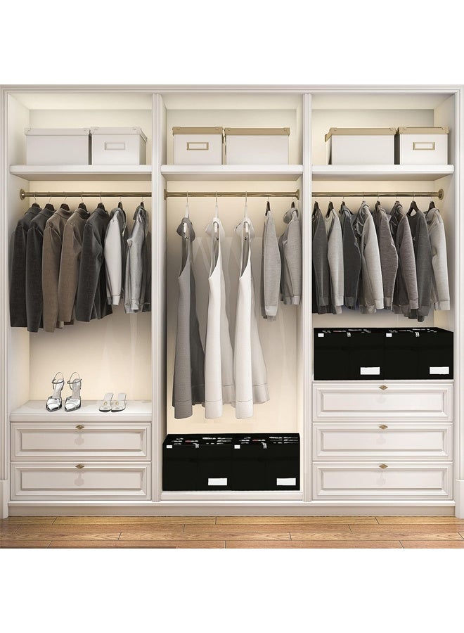 DUNISO Shoe Organizer for Closet, Large Shoe Box Storage Containers with Reinforced Handles, Foldable Shoe Storage Bins with Bottom Support, Space Saving，Dustproof,Durable，Fits up to 16 Pairs, 53*42*33cm，Black - Image 2