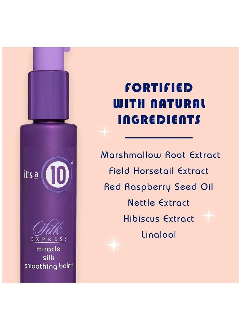 It's a 10 Express Miracle Silk Smoothing Balm. Silky Straight Smooth Styles, Salon Perfect Straight, Natural Botanical Straightening, Ultimate Silkiness, Manageable, Frizz Free Hair  - Image 4