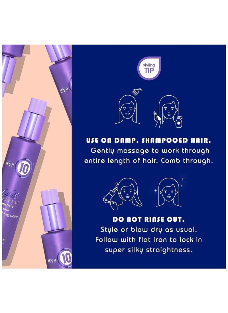 It's a 10 Express Miracle Silk Smoothing Balm. Silky Straight Smooth Styles, Salon Perfect Straight, Natural Botanical Straightening, Ultimate Silkiness, Manageable, Frizz Free Hair  - Image 5