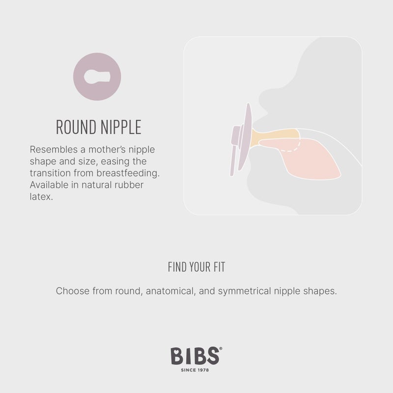 BIBS Pacifiers Colour Collection | Natural Rubber Baby Pacifier | Set of 2 BPA-Free Soothers | Made in Denmark | 0+ Months (Pack of 2) | Vanilla Night/Dark Oak Night - Image 3