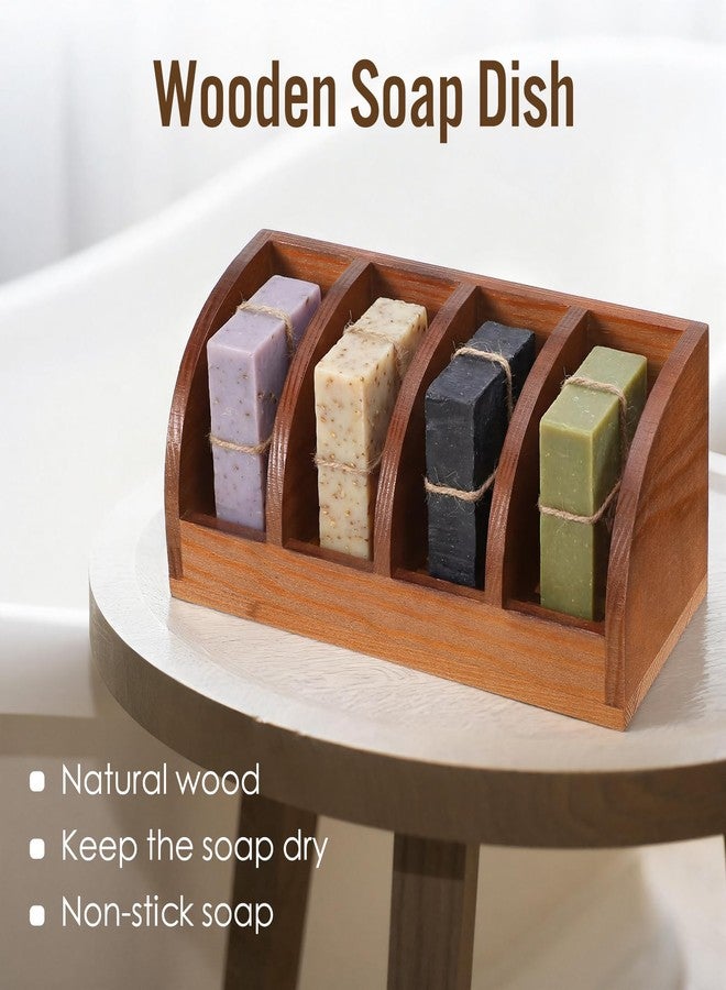 Yiyiring Natural Wooden Multi-bar Soap Holder 7.5 x 3.2 x 3.2 Inch for Shower, 4-Slot Self Draining Handmade Soap Dish, Bathroom Organizer for Bar Soaps, Keeps Bars Dry Longer - Image 5