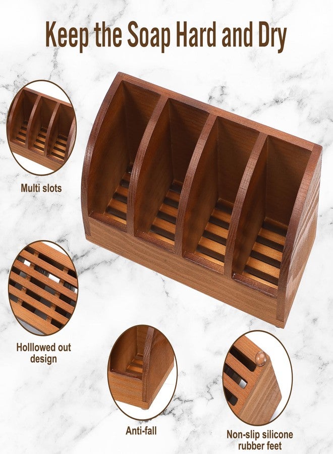 Yiyiring Natural Wooden Multi-bar Soap Holder 7.5 x 3.2 x 3.2 Inch for Shower, 4-Slot Self Draining Handmade Soap Dish, Bathroom Organizer for Bar Soaps, Keeps Bars Dry Longer - Image 4