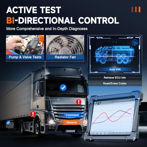 ANCEL X7HD 10'' Heavy Duty Truck Scanner, Semi Trucks Full System Diagnostic Tool, Bidirectional Diesel Scan Tool with DPF, ECU Coding, 40+ Reset for Cummins, Detroit, Caterpillar, Volvo, Paccar etc - Image 3