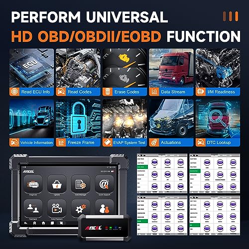 ANCEL X7HD 10'' Heavy Duty Truck Scanner, Semi Trucks Full System Diagnostic Tool, Bidirectional Diesel Scan Tool with DPF, ECU Coding, 40+ Reset for Cummins, Detroit, Caterpillar, Volvo, Paccar etc - Image 5