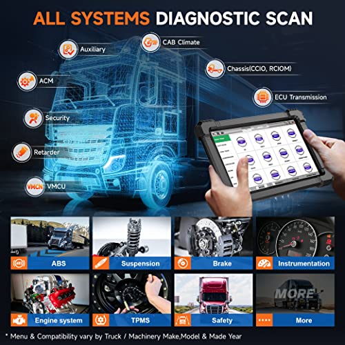 ANCEL X7HD 10'' Heavy Duty Truck Scanner, Semi Trucks Full System Diagnostic Tool, Bidirectional Diesel Scan Tool with DPF, ECU Coding, 40+ Reset for Cummins, Detroit, Caterpillar, Volvo, Paccar etc - Image 4