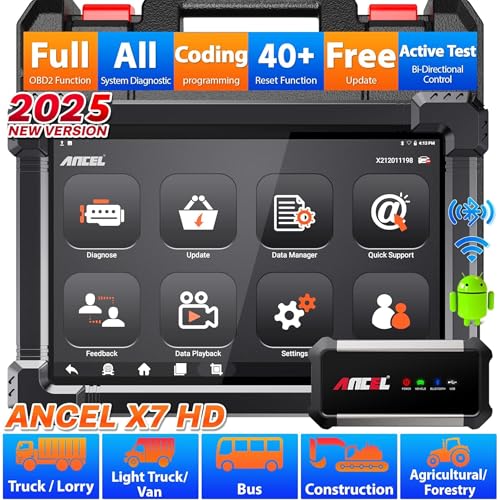 ANCEL X7HD 10'' Heavy Duty Truck Scanner, Semi Trucks Full System Diagnostic Tool, Bidirectional Diesel Scan Tool with DPF, ECU Coding, 40+ Reset for Cummins, Detroit, Caterpillar, Volvo, Paccar etc - Image 1
