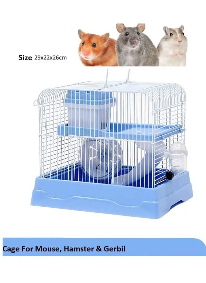 vsell24 Portable Small Animals Hamster Cage with Running Exercise Wheel Water Bottle For Hamster Mouse Hedgehog Mice Gerbil Habitat 30X23X25.5Cm  - Image 2