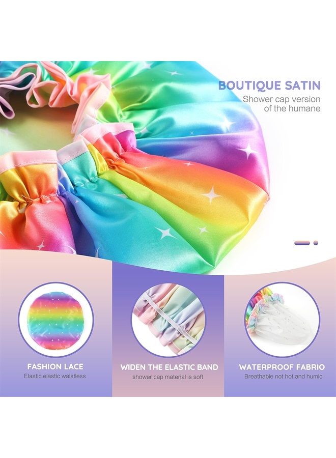 mikimini Shower Cap for Women, Reusable Shower Cap for Kids, Double Waterproof Hair Cap for Shower, Soft PVC Lining Bath Cap for Kids and Girls X-Large Pack of 2 - Image 2