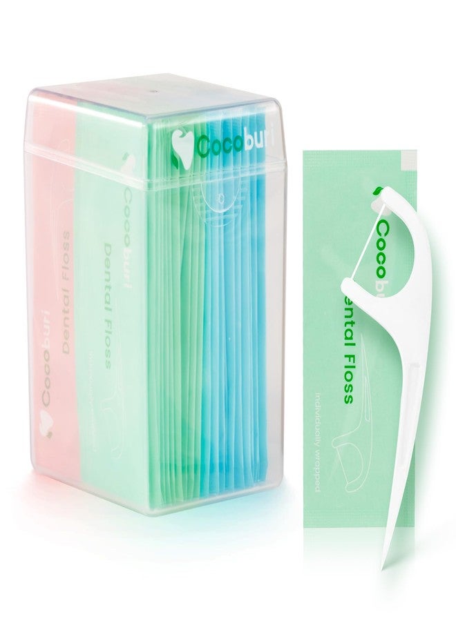 COCOBURI 50 Count Individually Wrapped Dental Floss Picks-Oral Care Flossers for Adults- Floss Singles Bag- Travel Hotel Restaurant Office Car Dental Floss - Image 1