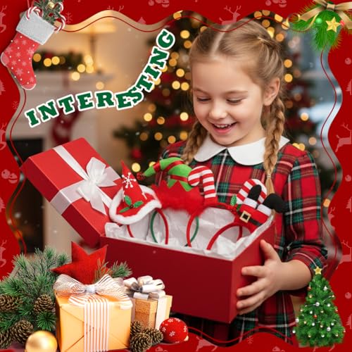 PALAY® 5Pcs Christmas Headbands for Kids Girls Women Cute Elf & Santa Xmas Hat Costume Headwear Christmas Decorations Accessories Holiday Party Favors for Women, Girls - Image 4