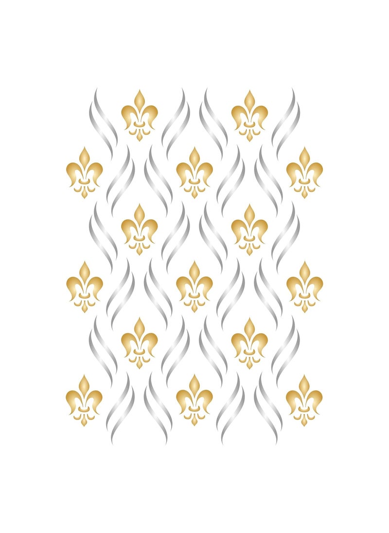 Usnyabni Fleur de Lis Layering Stencil, 4.5 x 6.5 inch - Layering Stencil use to add Texture and Design to Mixed Media Backgrounds  - Image 1