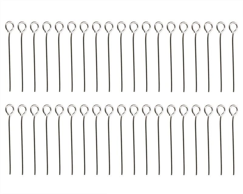 Shapenty Mini Stainless Steel Wire Eyepins Beading Small Open Eye Head Pins Needles for DIY Craft Bead Earring Pendant Necklace Bracelet Keychain Jewelry Charm Finding Making 120PCS 20mm