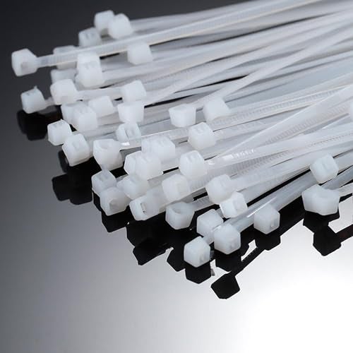 Hian White Nylon Cable Ties 500pcs Combo Pack Assorted Sizes 4” (200 pcs), 6” (200 pcs), 8” (100 pcs) Heavy Duty Zip Ties for Cable Management, Wire Bundling & Fastening Use - Image 2