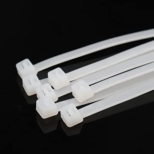 Hian White Nylon Cable Ties 500pcs Combo Pack Assorted Sizes 4” (200 pcs), 6” (200 pcs), 8” (100 pcs) Heavy Duty Zip Ties for Cable Management, Wire Bundling & Fastening Use - Image 3