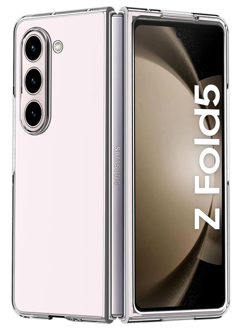 Crystal Clear Transparent Phone Case for Samsung Galaxy Z Fold 5 – Slim Ulta Thin Hard TPU Shockproof Cover, Anti-Yellowing Crystal Clear Protective Back Case with Camera Protection - Image 1