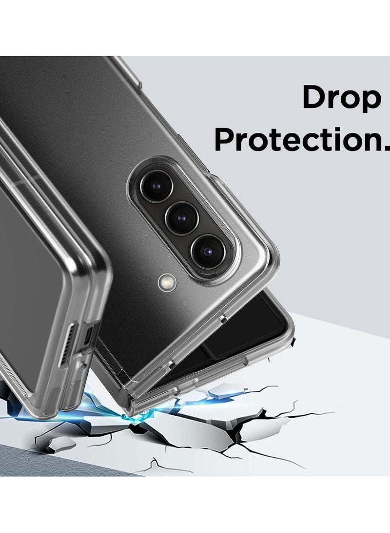 Crystal Clear Transparent Phone Case for Samsung Galaxy Z Fold 5 – Slim Ulta Thin Hard TPU Shockproof Cover, Anti-Yellowing Crystal Clear Protective Back Case with Camera Protection - Image 4