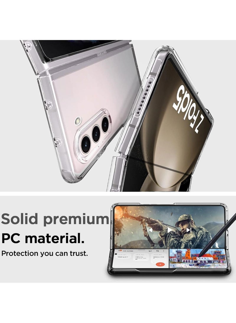 Crystal Clear Transparent Phone Case for Samsung Galaxy Z Fold 5 – Slim Ulta Thin Hard TPU Shockproof Cover, Anti-Yellowing Crystal Clear Protective Back Case with Camera Protection - Image 5