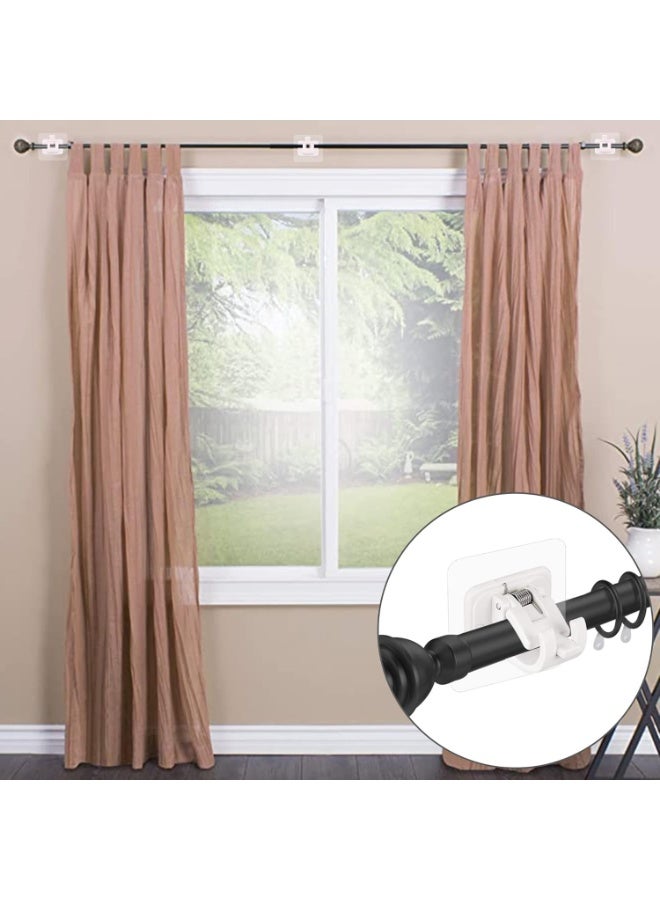 Sunspire 8PCS No Drill Curtain Rod Bracket No Drill Self Adhesive Curtain Rod Bracket Hook, Nailless Curtain Rod Hook, Convenient Crossbar Hitch Holder, Suitable for Bathroom Kitchen, Family Bathroom and Hotel Use - Image 2