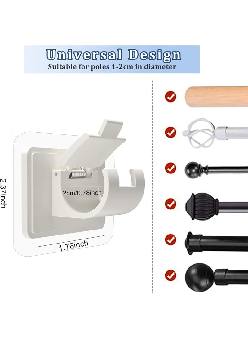 Sunspire 8PCS No Drill Curtain Rod Bracket No Drill Self Adhesive Curtain Rod Bracket Hook, Nailless Curtain Rod Hook, Convenient Crossbar Hitch Holder, Suitable for Bathroom Kitchen, Family Bathroom and Hotel Use - Image 3