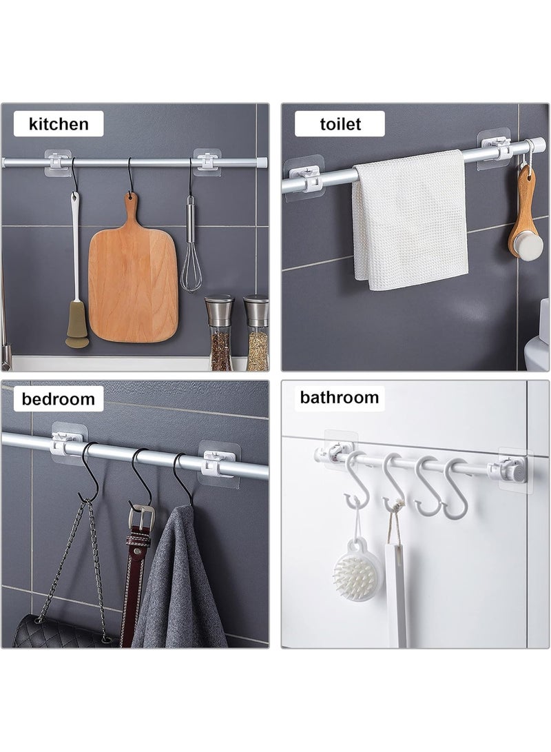 Sunspire 8PCS No Drill Curtain Rod Bracket No Drill Self Adhesive Curtain Rod Bracket Hook, Nailless Curtain Rod Hook, Convenient Crossbar Hitch Holder, Suitable for Bathroom Kitchen, Family Bathroom and Hotel Use - Image 4