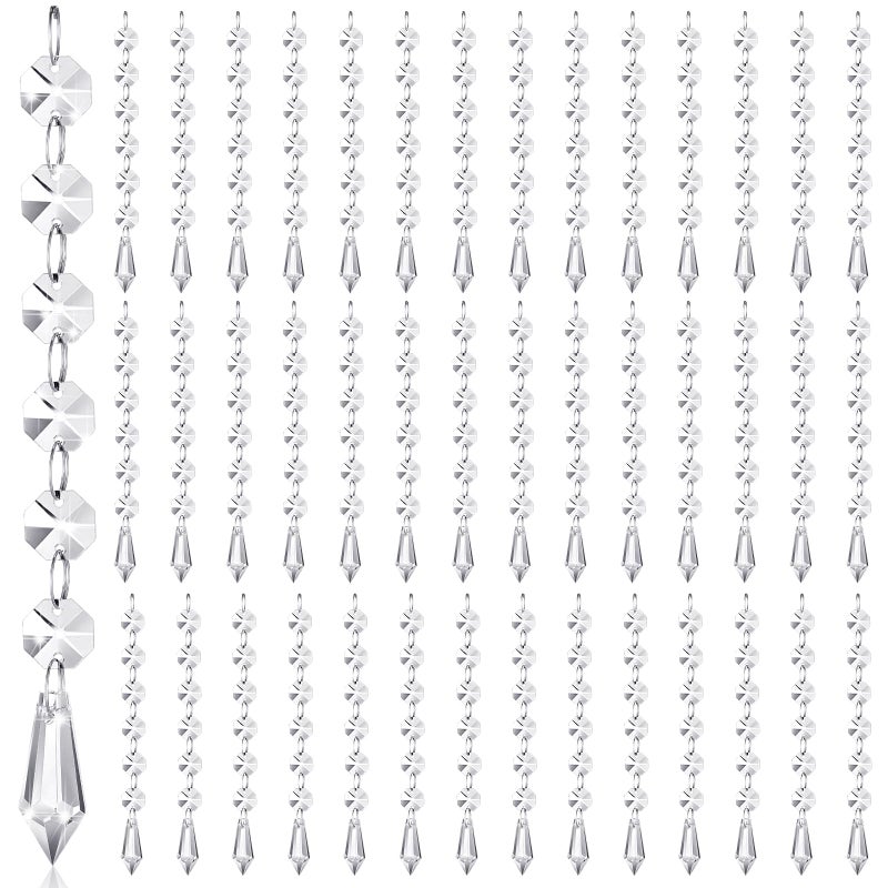 Nuenen 100 Pcs Acrylic Hanging Crystals for Centerpieces Chandelier Clear Crystal Garland Strands Ornament Acrylic Clear Beads Prisms Pendant for Christmas Tree Window Home Decoration(Icicle) - Image 1