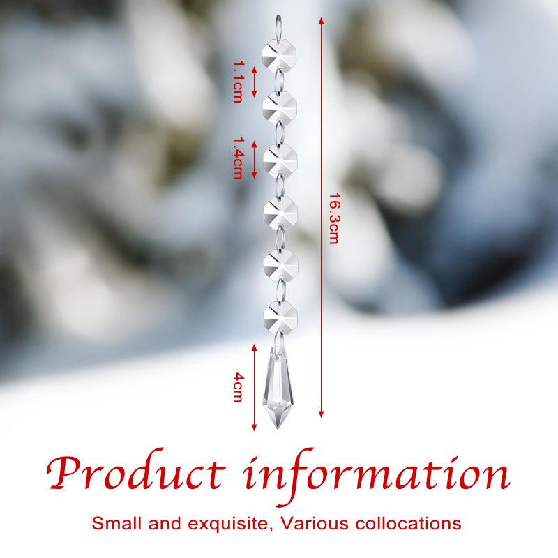 Nuenen 100 Pcs Acrylic Hanging Crystals for Centerpieces Chandelier Clear Crystal Garland Strands Ornament Acrylic Clear Beads Prisms Pendant for Christmas Tree Window Home Decoration(Icicle) - Image 2